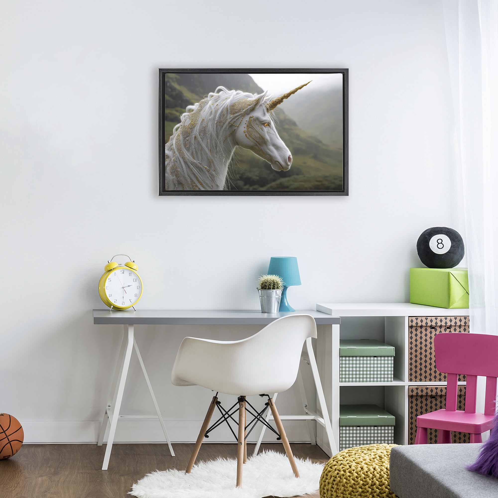 Stupell Industries Ornate Celtic Unicorn Black Framed Floater Canvas Wall Art, design by The Wands Want