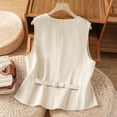 thumbnail image 5 of LEKWK Linen Vest Women V Neck Button Down Casual Vest Tops Vintage Sleeveless Loose Fit Breathable Solid Jacket Summer Fashion Casual Outerwear, 5 of 9