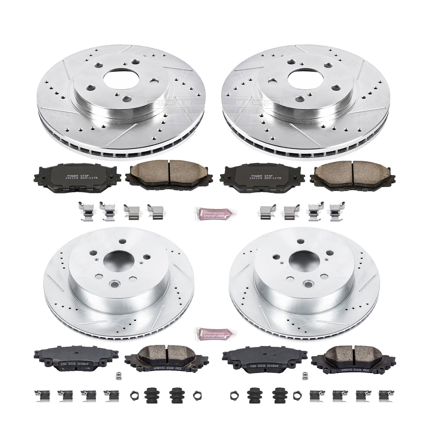 Power Stop Front and Rear Ceramic Brake Pad and Drilled & Slotted Rotor Kit K6987