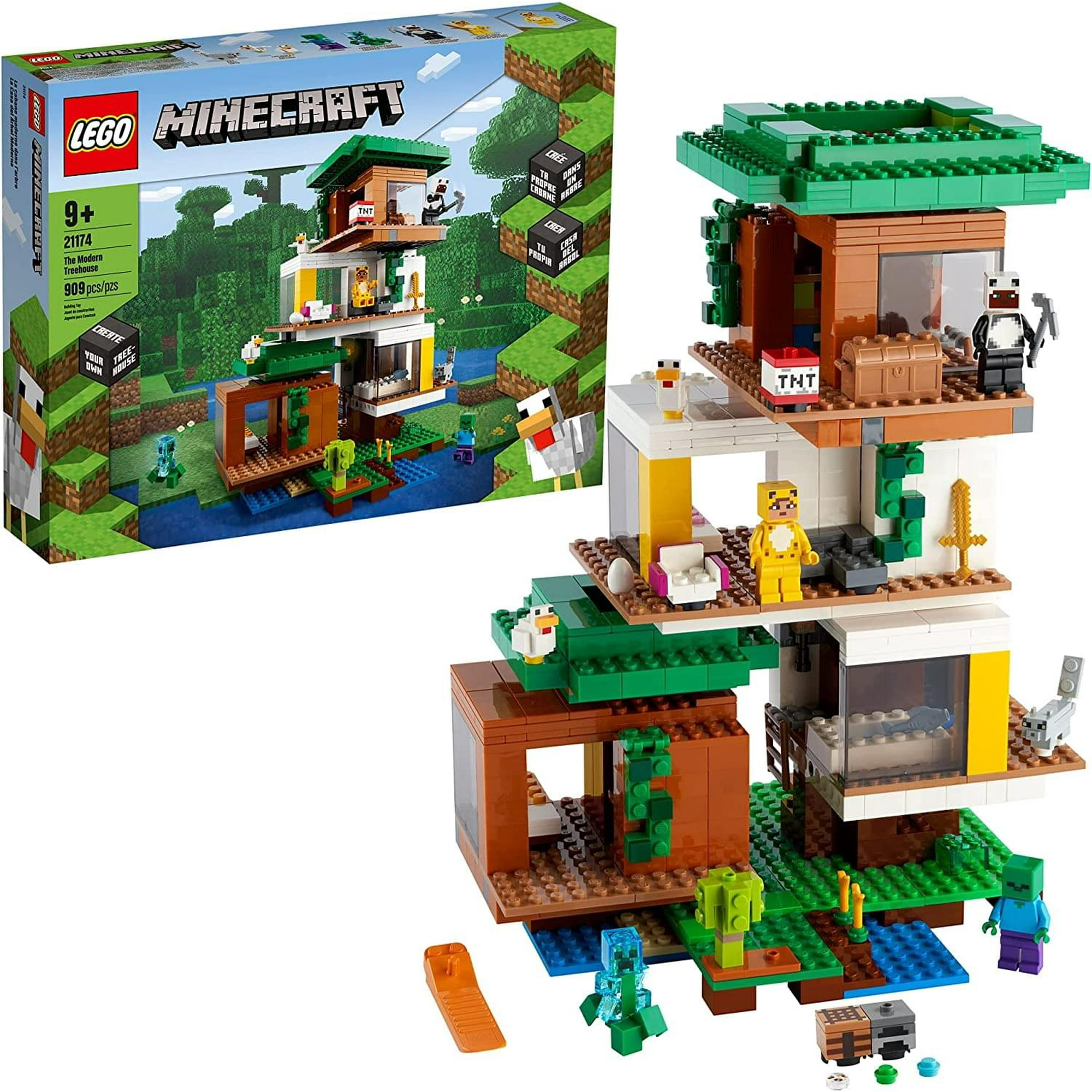 LEGO Minecraft 21174 The Modern Treehouse 909 Piece Building Kit Walmart