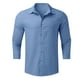 thumbnail image 2 of Camisa informal de manga 3/4 con solapa para hombre: poliéster transpirable, color liso, corte holgado, ideal para el trabajo y el ocio (M-XXXL), 2 of 5