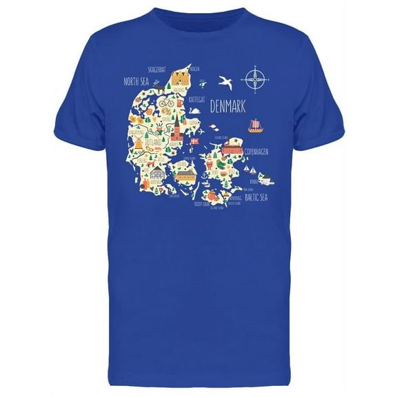 Kingdom Of Denmark Map T-Shirt Men -Image by Shutterstock, Male 3X-Large
