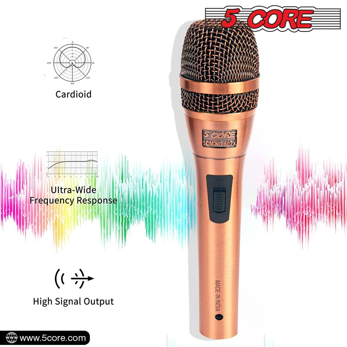 Professional Dynamic Vocal Microphone Neodymium Cardioid Unidirectional Handheld Mic for Singing Karaoke Steel Mesh Grille Metal Body With ON Off Switch + 16ft Detachable Cable + Clip + Bag