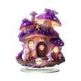 thumbnail image 2 of Easter Mushroom House under $5! Kadlawus Easter House Acrylic Decoration, Purple Mushroom House Desktop Ornament, Easter Room Decor, Study Bedroom Living Room Decor, Acrylic Figurine, 2 of 8
