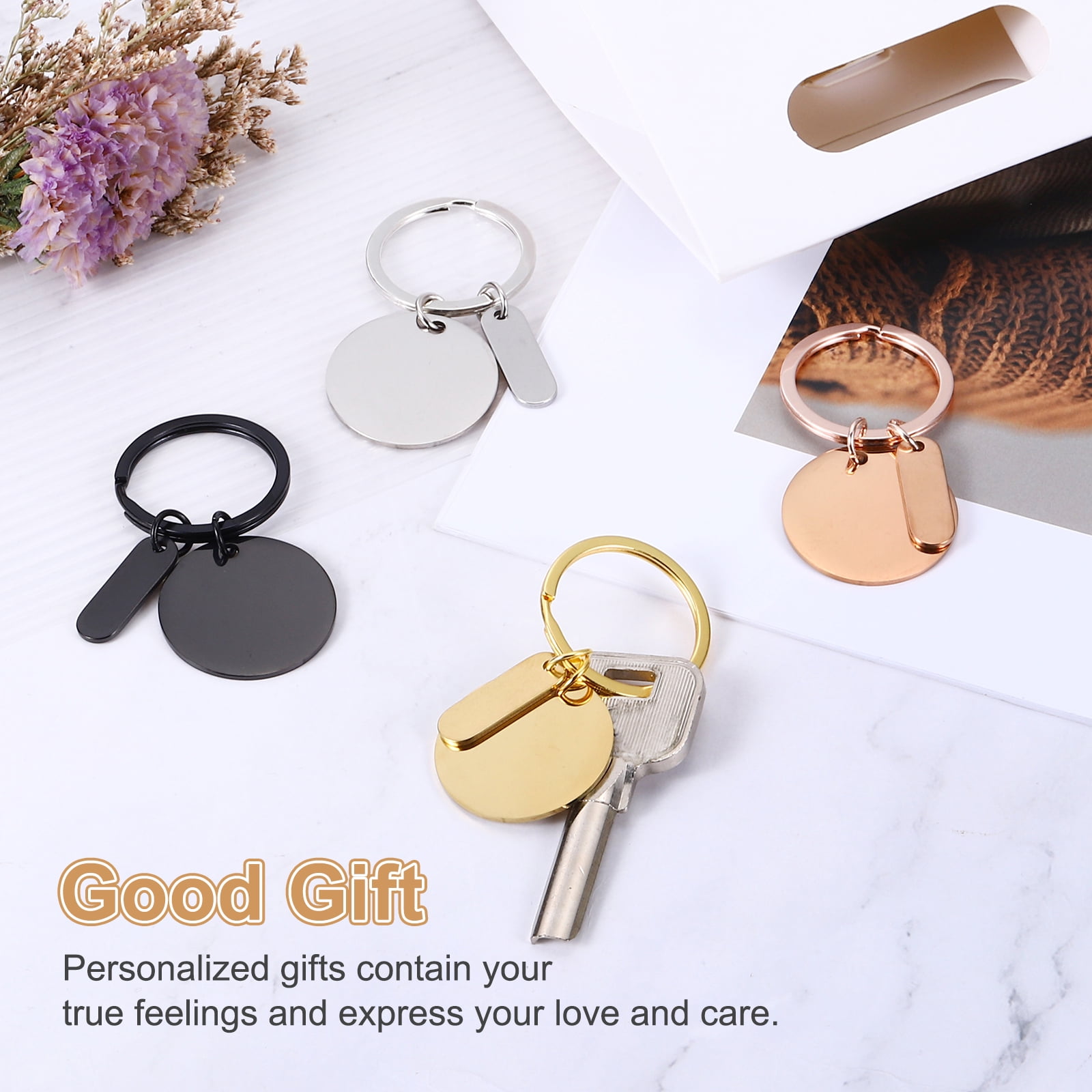 Uxcell Stainless Steel Engraving Keychain Blanks, 30Pcs Metal Laser Engravable Stamping Blanks, Silver (Round)