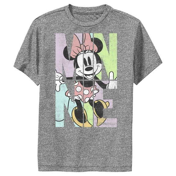 Boy's Mickey & Friends Minnie Panels Performance Graphic Tee Charcoal Heather X Large