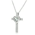 thumbnail image 2 of Sterling Silver Light Aquamarine and White Topaz Heart Cross Birthstone Pendant Necklace, 2 of 4