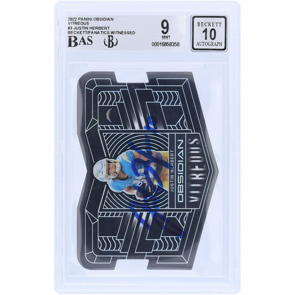 Justin Herbert Los Angeles Chargers Autographed 2022 Panini Obsidian Vitreous #VTS-JHE #/99 Beckett Fanatics Witnessed Authenticated 9/10 Card - Fanatics Authentic Certified