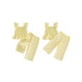thumbnail image 2 of Loicainy Toddler Baby Girls 2Pcs Summer Outfits 12 18 24 Months 2T 3T 4T 5T Flying Sleeve Square Neck Solid Color Smocked Vest Tops and Elastic Waist Pants Clothes Set, 2 of 9