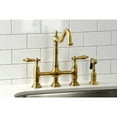 thumbnail image 2 of Kingston Brass KS1277ALBS Heritage Bridge Kitchen Faucet with Brass Sprayer, Brushed Brass, 2 of 5