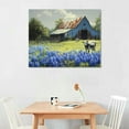 thumbnail image 2 of Patifu Farmhouse Canvas Wall Art Farm Cow Landscape Picture Modern Village Nature Painting Artwork Vintage Barn Green Blue Large  for Living Room Bedroom Bathroom Home Office Wall Decor 20x16in, 2 of 6