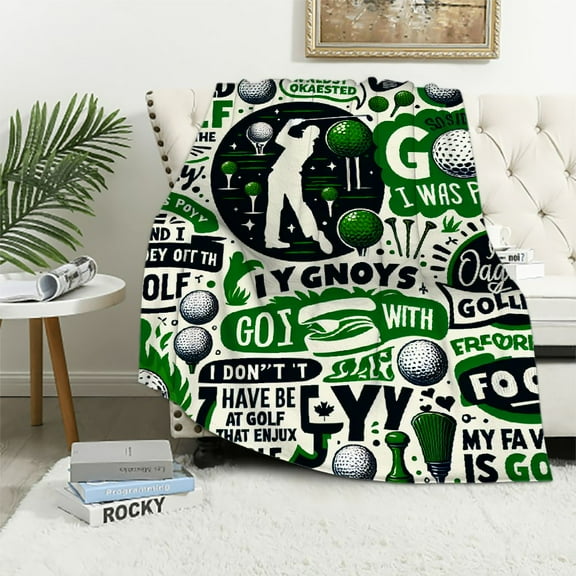 Qinduosi Golfing Theme Throw Blanket Soft Bed Bedding Warm Flannel Blankets Gifts for Kids Boys Teens Men, Sofa Couch Bedroom Home Decor