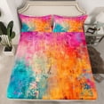 thumbnail image 2 of Feelyou Modern Fashion Art Bed Sheets for Adult, Orange Blue Watercolor King Sheets, Oil Printing Sheet Set, Ultra Soft Bedroom Decor, 4 Pieces, 2 of 7