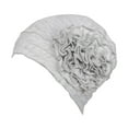 thumbnail image 2 of GUOOL For Ladies Solid Elastic Flower Hat Turban Chemo Cancer Hair Loss Cap Head Wrap light grey, 2 of 9