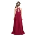 thumbnail image 2 of Eandarui Kids Girls Chiffon Halter Neck Maxi Flower Dress Wedding Bridesmaid Formal Party Burgundy 6, 2 of 7