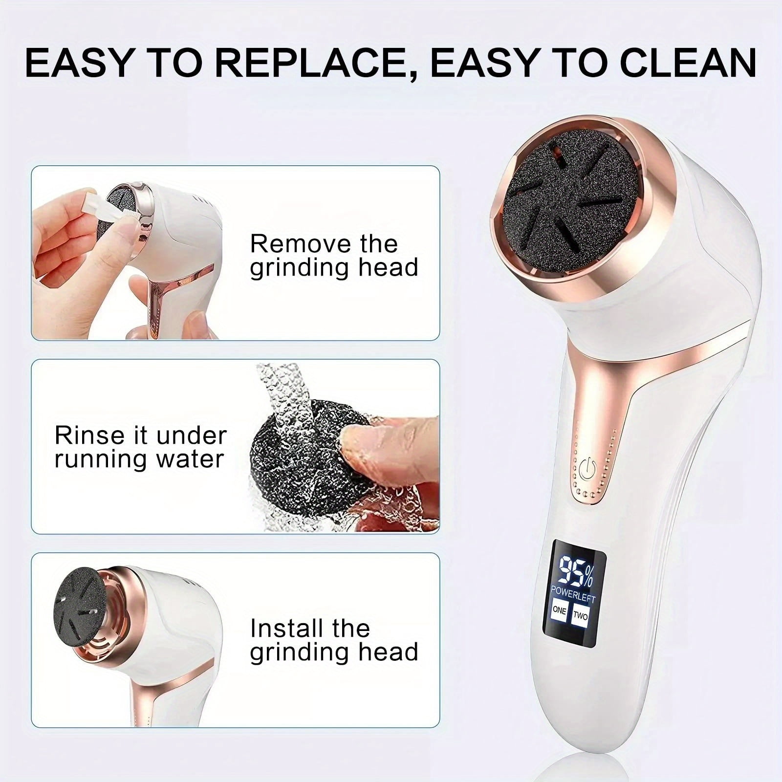 Electric Foot File, Callus Remover, Vacuum Foot Care Device, Waterproof Corn Remover—Ideal for Home Foot Care and Easy to Clean