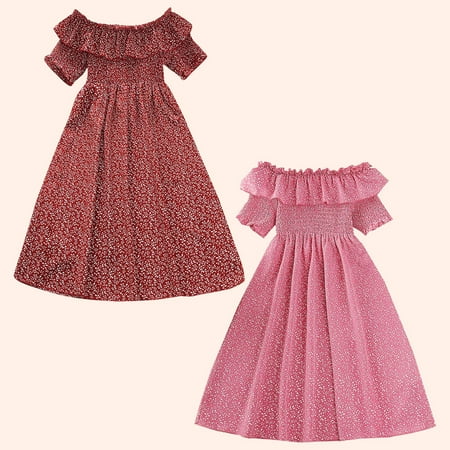 

Aayomet Flower Girl Dresses Toddler Girls Dresses One Collar Short Sleeved Printed Princess Dresses Children s Clothing RD1 9-10 Years