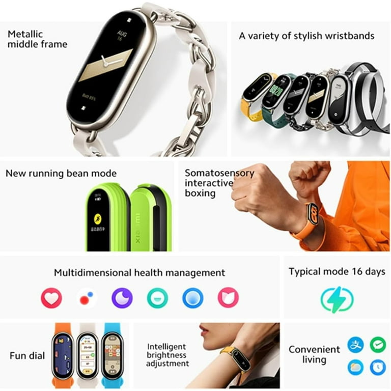 Xiaomi Smart Band 8 Heart Rate Blood Pressure Fitness Tracker Watch Bracelet  APP