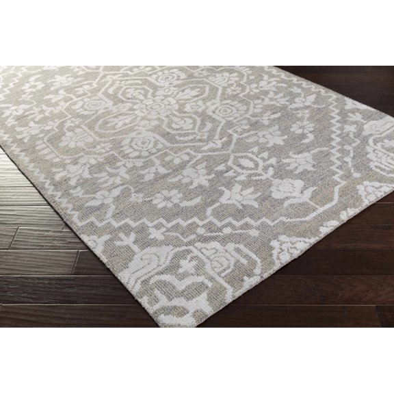 Hauteloom Roxobel Wool Living Room, Bedroom Area Rug - Traditional - Medium Gray, Light Slate - 2' x 3'