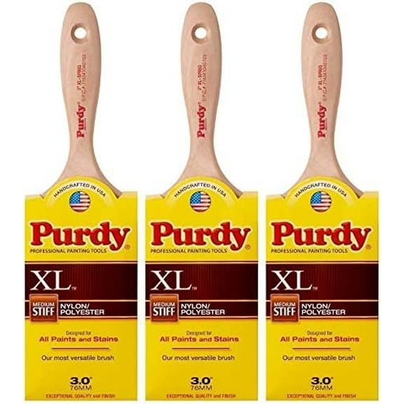 Purdy XL Series Sprig Flat Trim Paint Brush - Trim Paintbrush - 3 Pack, 3 Inch