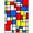 Multicolor Red Blue Yellow, Pattern 6, variant on ODIKA 8'x10' Washable Area Rug Composition Modernist Interlocking Abstract Geometric Layout for King Size Bedroom Under Bed, Master Suite, Non-Shedding, Easy Care
