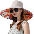 thumbnail image 1 of Sombreros de algodón de ala ancha para el sol, protección UV de verano, sombrero bohemio UPF para playa, senderismo, jardín, viaje, correa para la barbilla, 1 of 5
