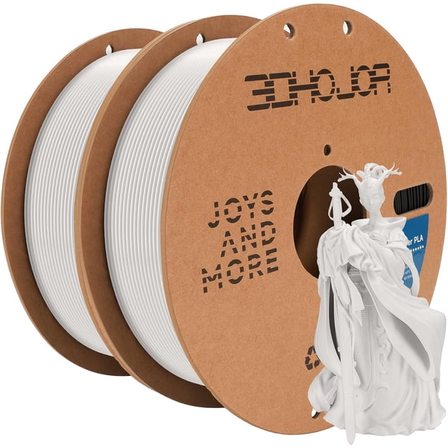 3D Printing Filament Basic PLA Filament Bundle 1.75mm 1kg Cardboard Spool Dimensional Accuracy +/- 0.03 mm Fit Most 3D FDM Printer 1KG*2 spools-White