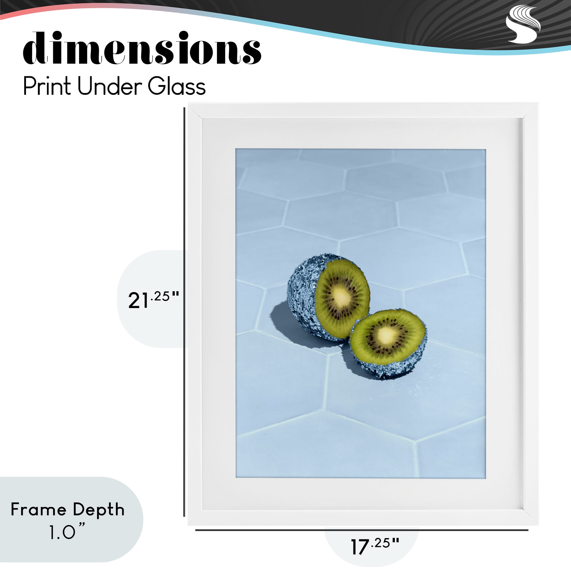 Stupell Industries Blue Glimmer Kiwi White Framed Print Under Glass, design by LISH Creative