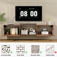 thumbnail image 6 of Hommpa Floating TV Stand for 65/75/80 inch TV, Mid Century Modern Wall Mounted TV Console with Storage Shelf & 2 Slatted Doors, Media Console Entertainment Center for Living Room, Bedroom,Walnut, 6 of 11