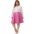 thumbnail image 2 of Unique Bargains Women's Plus Size PU A-Line Versatile Flared Party Skirts 2X Hot Pink, 2 of 6