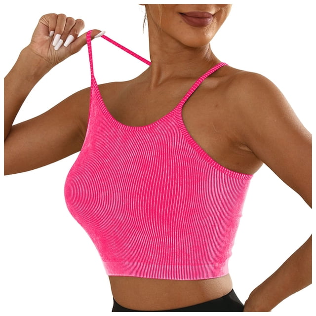 Brasier Mujer Sujetadores Deportivos de Tela de Mantequilla para Mujer, de Punto, Acolchados, Push up, Cómodos, Espalda Cruzada, Tirantes Finos, para Entrenamiento, Yoga, Gimnasio, Fitness Mediana