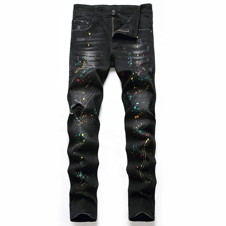 DARK FOG★Ripped 3D digital print straight jeans DF49 Custom 3D Full DTG Printed Wide Leg Baggy Designer Jeans