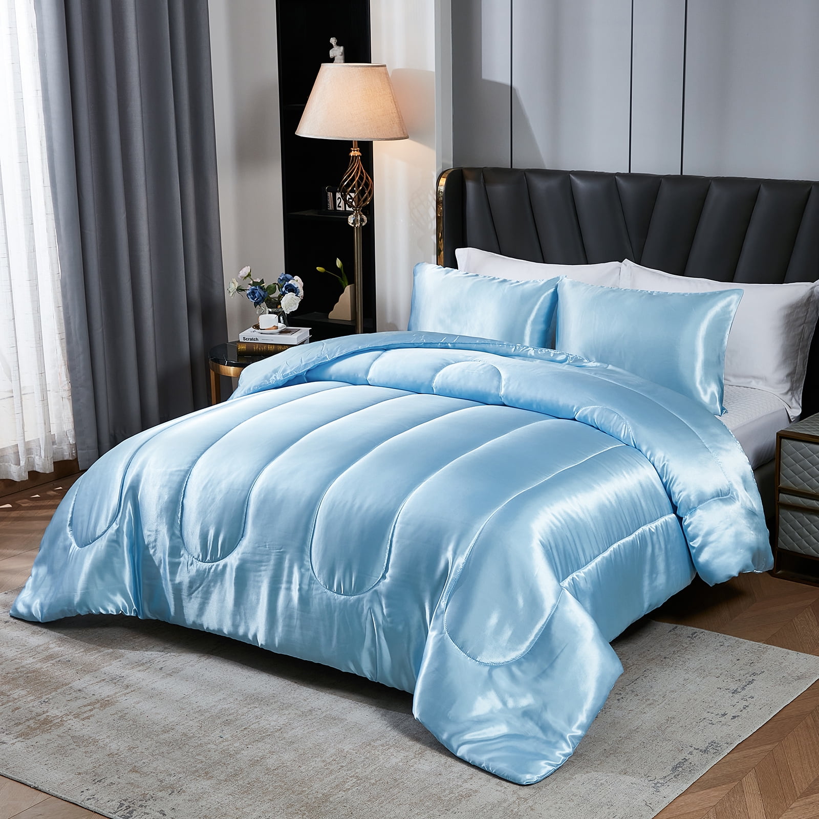 Satin Comforter Set King Silk Like Pink Bedding Set Luxury Hotel Silky Bed Home Deocr Sexy Silky Down Comforter Light Pink Bed Set