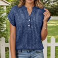 thumbnail image 2 of DHFJKG Womens Summer Top Batwing Short Sleeve T Shirt Soft Texture Ribbed Relaxed Fit Button Up Solid Color Comfy Tops, 2 of 5