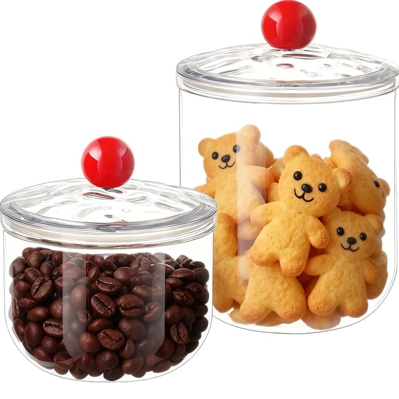 2 Pack Candy Jars with Lids - 47 & 30 OZ Clear Plastic Cookie Storage Containers Airtight Apothecary Canisters for Kitchen Home Decorative Pantry Office Party Organize Sugar Tea Coffee Snacks