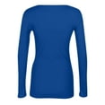 thumbnail image 5 of Womens Long Sleeve Stretch Crewneck Ribbed T-Shirt Slim Fit Casual Basic Tops, 5 of 6