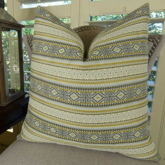 Thomas Collection Taupe Gray Stripe Decorative Throw Pillow - 11019