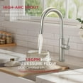 thumbnail image 6 of Kitchen Faucet with Soap Dispenser, Modern Brushed Nickel, Single Handle High Arc Stainless  Kitchen Sink Faucet with Pull Down Sprayer, 1 or 3 Hole Deck Mount for RV, Laundry, Outdoor, 6 of 7