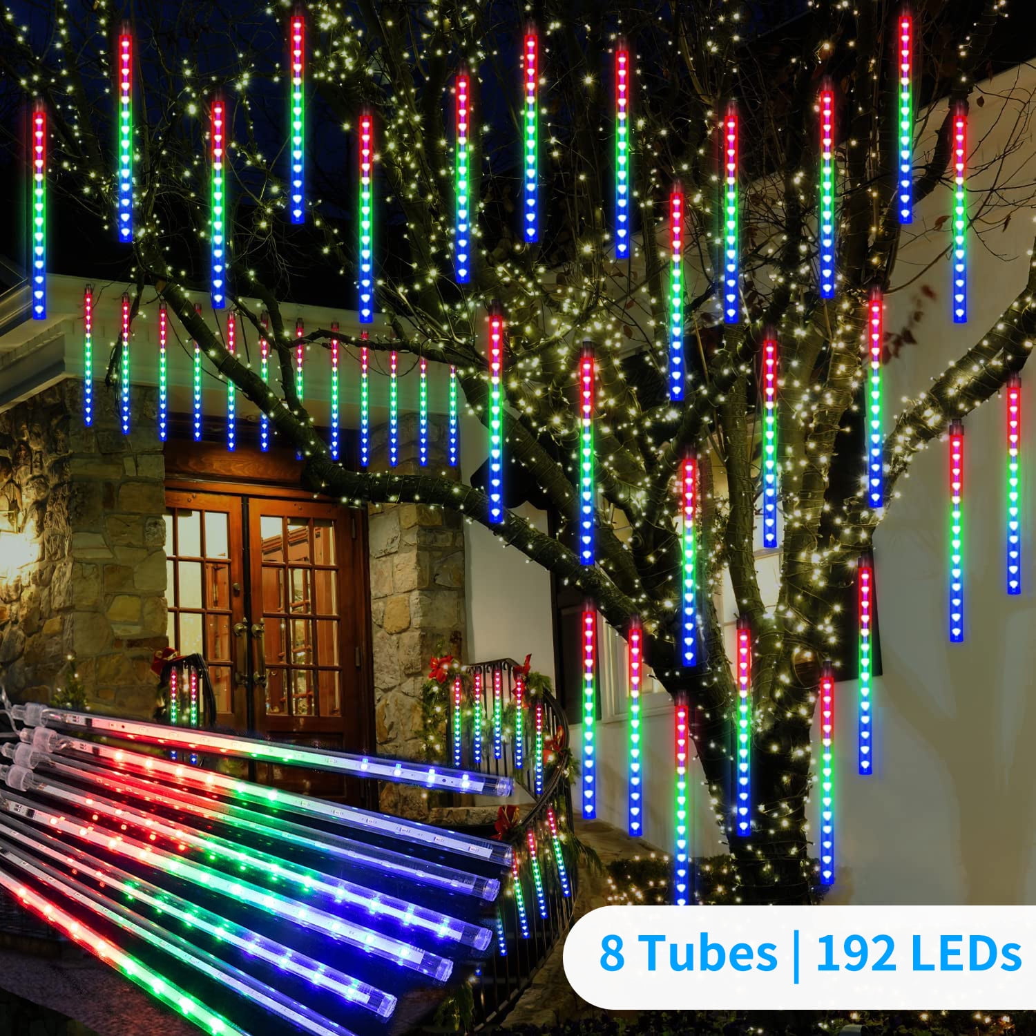 Elegant Choise String Lights Outdoor 192LED Meteors Electric Operated