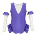 thumbnail image 2 of YONGHS Kids Girls Halloween Circus Ringmater Trapeze Show Costume Sleeveless Leotard with Arm Sleeves 3-14 Lavender 3, 2 of 7