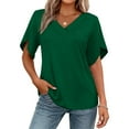 thumbnail image 7 of Yeaiivve V Neck T Shirts for Women Petal Short Sleeve Workout Womens Tops Summer Beach Vacation Fashion Clothes 2026 Army Green,XL, 7 of 7