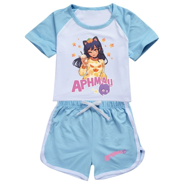 Ensemble à Manches Courtes pour Filles de 6 à 13 Ans APHMAU, Ensemble Deux Pièces à la Mode avec Pantalon de Sport à Manches Courtes