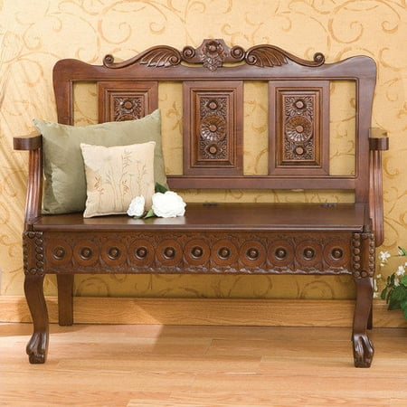 Wildon Home Vernon Handcarved Wood Entryway Storage Bench