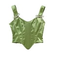thumbnail image 3 of Feancey Womens Corsets Adjustable Shoulder Straps Bustier Tops Lace Up Vintage Overbust Corsets Halloween Dressy Elegant Body Shapewear Tank Top Green L, 3 of 10