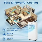 Costway 8000 BTU 5000 BTU (8000BTU ASHRAE) 250 sq ft Portable Air Conditioner with Fan and Humidifier, White