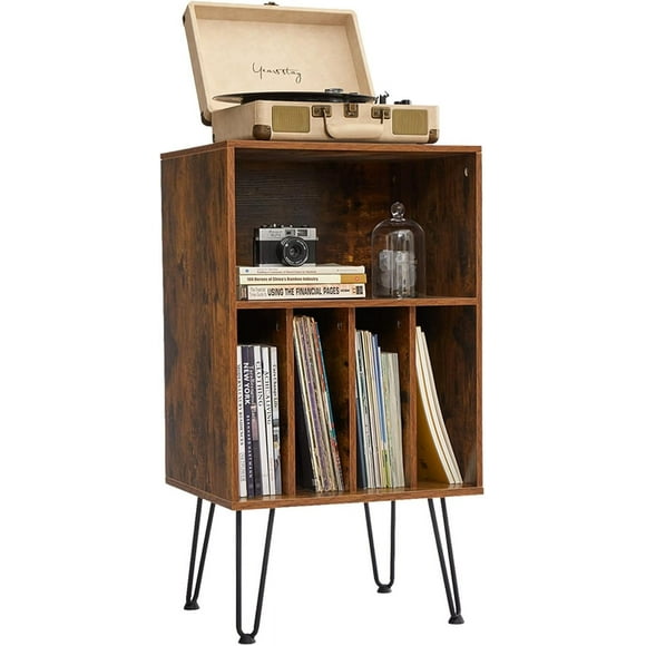 Black Record Player Stand with Vinyl Storage, Vinyl Storage Rack, Record Player Cabinet Holds Up to 150 Albums for Living Room, Bedroom Office, BC7035HS