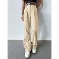 thumbnail image 4 of Women'S Wide Leg Suit Pants Loose Fit Waisted Business Casual Long Trousers Pants Apricot L, 4 of 7