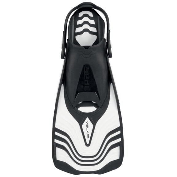 SEAC Vela OH, Snorkeling and Pool Swimming Short Fins with Adjustable Strap, White, 4-5½US