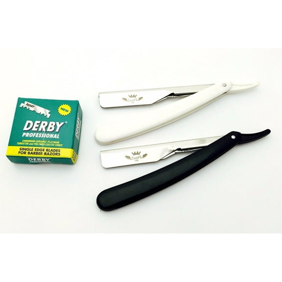 2 Pcs Navaja Shavette Barber Straight Maquinillas de afeitar, 100 Derby Blades