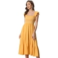 thumbnail image 1 of Vestido de verano Allegra K Bohemio Cuello Cuadrado Sin Mangas Volantes Amarillo XS, 1 of 5
